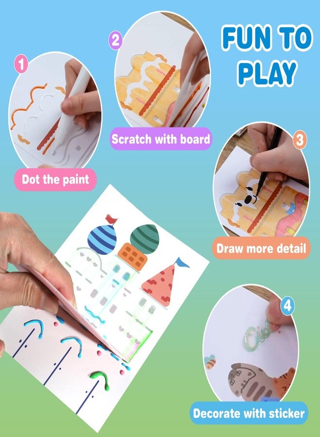 مجموعة أدوات الرسم بالخدش بألوان قوس قزح للأطفال من LEERYOUQU، تتضمن دفتر ملاحظات ومجموعة أدوات الرسم الإبداعية، وبطاقات بريدية يمكنك صنعها بنفسك، وهدايا مميزة لحفلات الرسم بالخدش للبنات والأولاد. - Image 3